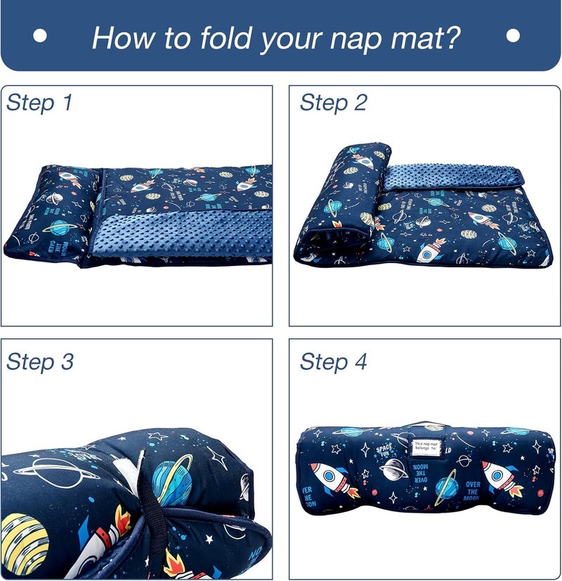 beeweed Toddler Nap Mat, Rollup Design Kid Sleeping Mat with Removable Pillow & Minky Blanket, Toddler Sleeping Bag for Daycare Preschool Travel Camping - Image 5
